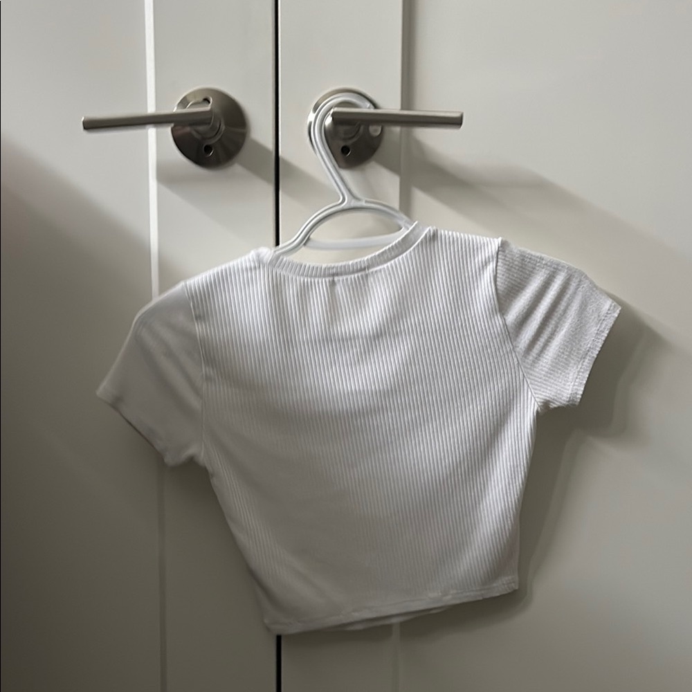 White Ribbed Crop Top - Picture 3 of 4